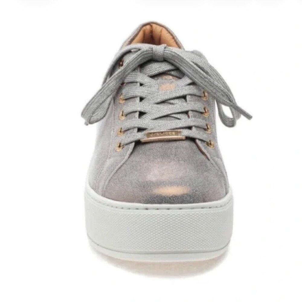 J Slides Bronze Metallic Leather Sneaker 2" Platform Women's Size 8 Maya